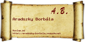 Aradszky Borbála névjegykártya
